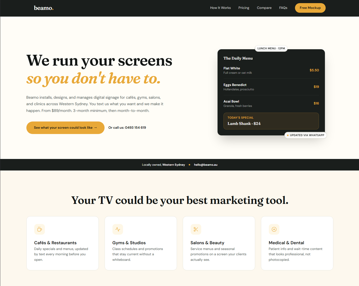 Building Beamo - fully managed digital signage for local businesses