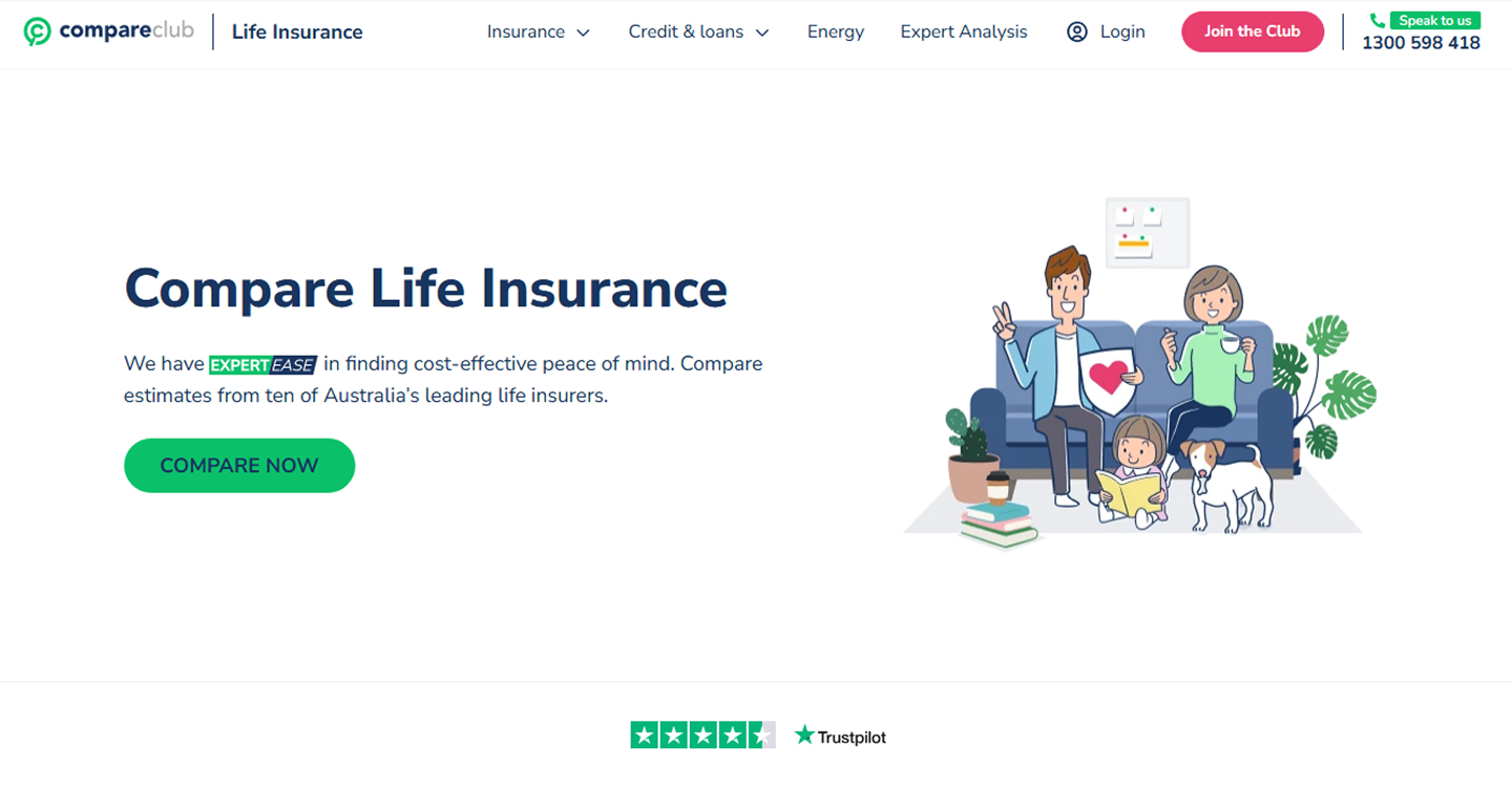 Life Insurance landing page - before rebrand